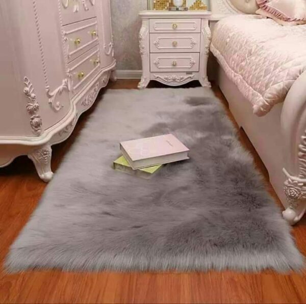 Light Grey Color Ultra-Soft Faux Fur Area Rug