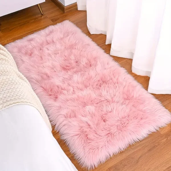 Black Color Ultra-Soft Faux Fur Area Rug