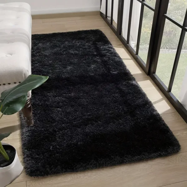 Black Color Ultra-Soft Faux Fur Area Rug