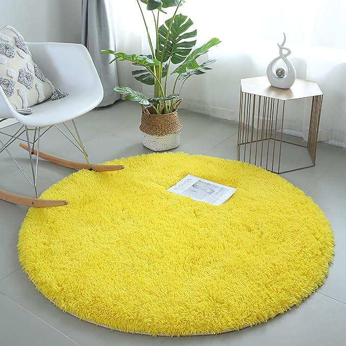 Cute Yellow plush round rug child playable carpet room rugs Stitch carpets aesthetic room decor Floor mats for living room sofa bedroom