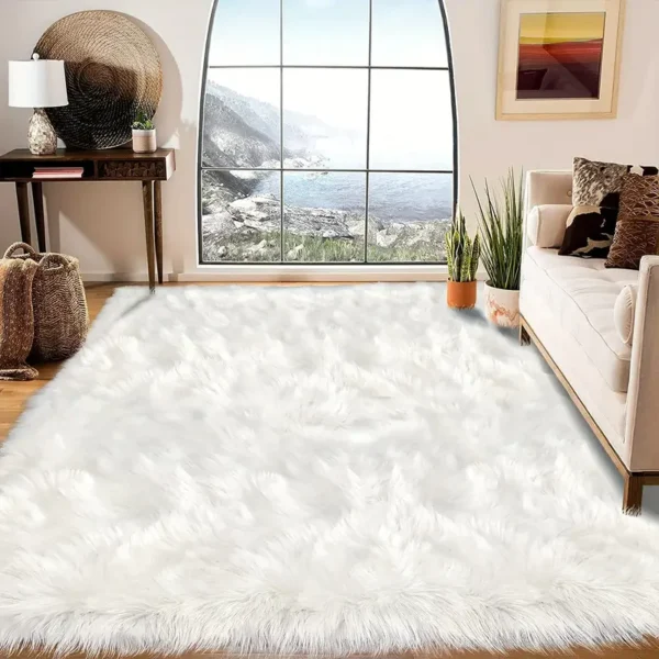 White Ultra-Soft Faux Fur Area Rug